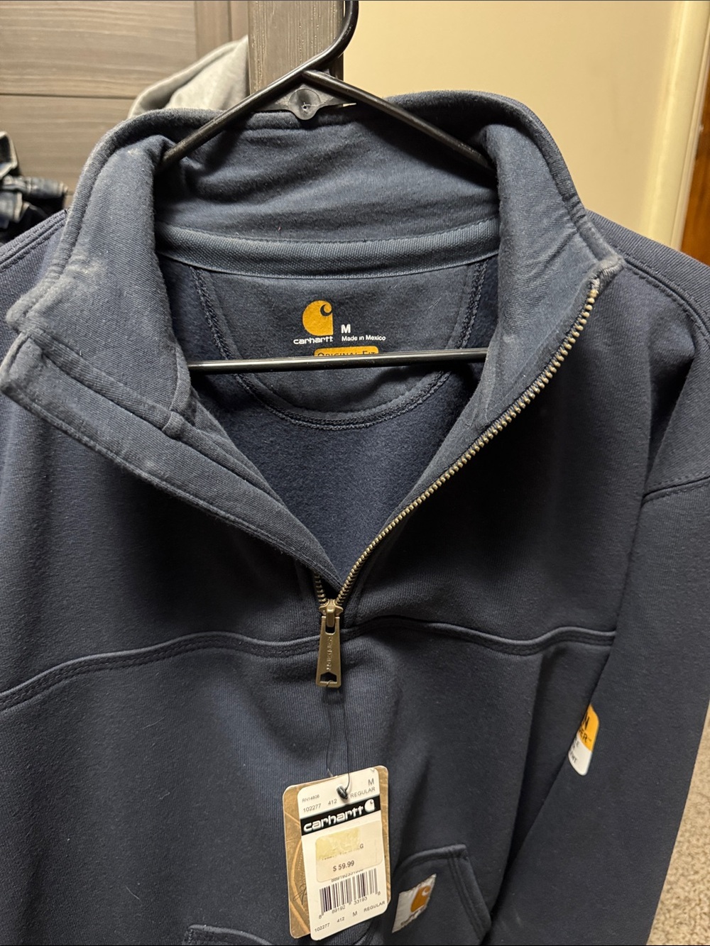 Carhartt Navy Half-Zip Fleece Pullover - Picture 3 of 3